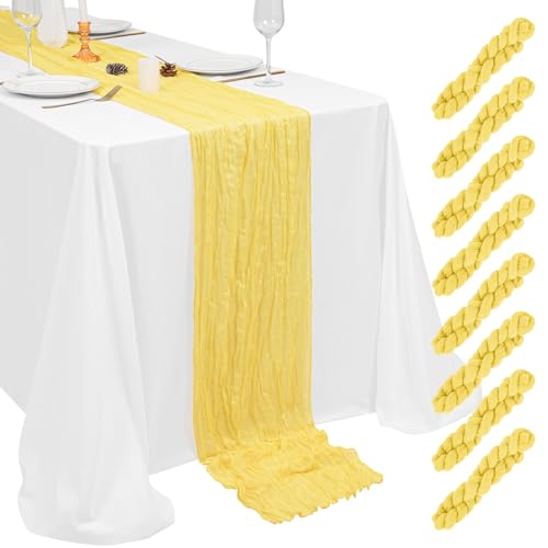 Showgeous 8 Pack Yellow Cheesecloth Table Runner 17 x 108 Inch