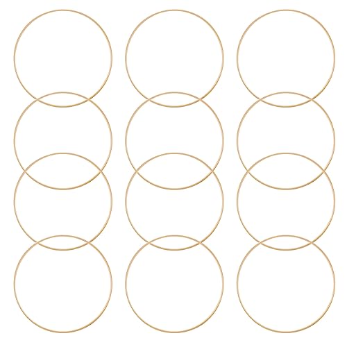 LIFKOME 12pcs 9 Inch Wooden Bamboo Floral Hoops Wreath Rings Dream Catcher DIY Rings Round Craft Making for DIY Wedding Wreath Decor Dream Catcher and Macrame Wall Hanging Crafts