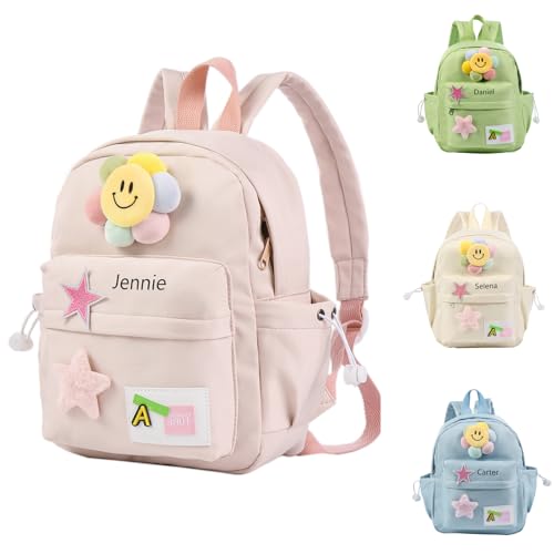 Glimmerday Mochilas Infantiles Personalizadas, Bonita Mochila Escolar para Niñas de Dibujos Animados con Nombre Cosido, Mochila para Niña, Mochila Bebe Guarderia Regalo de Regreso a la Escuela