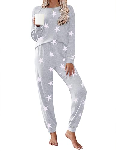 Image of Ekouaer Pajamas Set for Women Soft Comfy Pjs Sets Long Sleeve Sleepwear Loungewear S-XXL