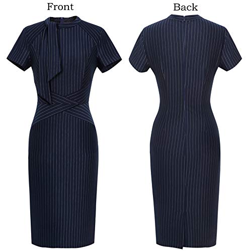 VFSHOW Womens Tie Neck Slim Work Business Office Church Career Bodycon Pencil Sheath Dress3