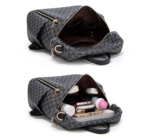 Image of Backpacks for Women Fashion PU Leather Bag Multipurpose Design Convertible Satchel Bag Travel Backpack Handbag and Purse 2Pcs