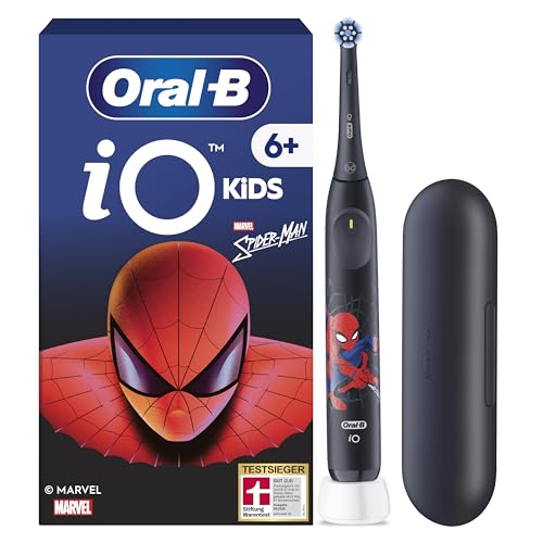 Oral-B iO Kids 6+ Marvel Spiderman Elektrische Zahnbürste für Kinder 1 Aufsteckbürste Schwarz - Kinderzahnbürste Elektrisch ab 6 Jahren Inkl. Reise-Etui TESTSIEGER (2 0) bei STIFTUNG WARENTEST