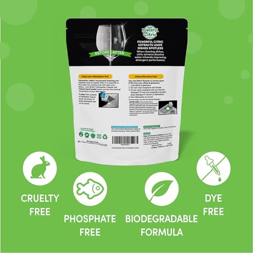 Image of Lemi Shine Natural Dish Detergent Booster - Hard Water Stain Remover - Multi-Use Citric Acid Cleaner - 38 oz