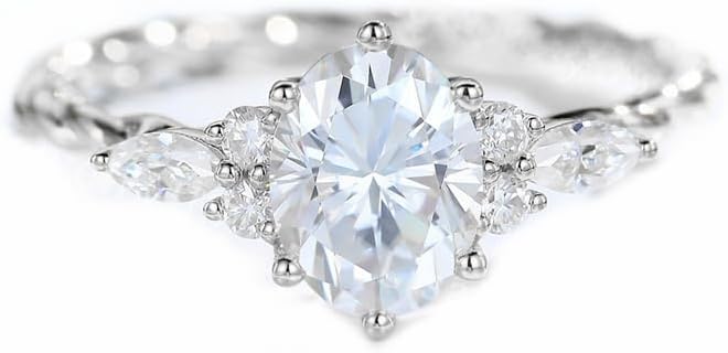 Aihpos 1.5 ct Oval Moissanite Engagement Rings For Women S925 Unique Rope Twisted Promise Engagement Ring Vintage Womens Wedding Rings Free Engraved