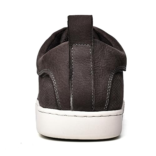 Men's Casual Leather Sneakers Fashion Oxford Sneaker Shoes Embossed Nubuck Grey Leather Upper Comfortable Daily Walking Shoe for Men Size 73