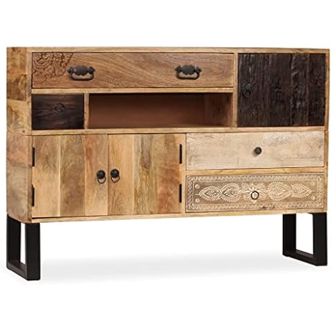vidaXL Sideboard Mangoholz Massiv 115x30x80cm Kommode Anrichte Highboard Cover