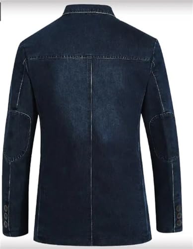 Kiioouu Mens Denim Blazer Men Suit Casual Pocket Work Jacket Jeans Blazers Loose Outerwear2