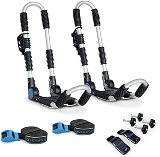 Legacy Watersports Kayak Canoe Car Roof Rack Folding J Bars Cradle | All Fixtures & Tie Down Straps