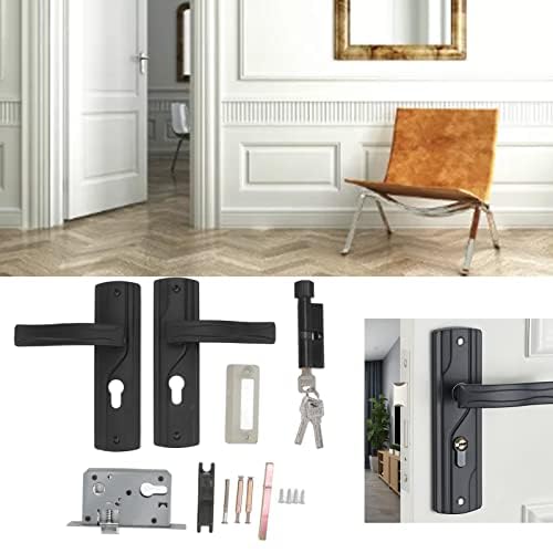 Pissente Door Handle Lock Set in Manganese Steel with Keys Universal Interior Door Lever Lock for Home Bedroom Closet Hallway Door Hardware Easy Installation Modern Design - Image 3