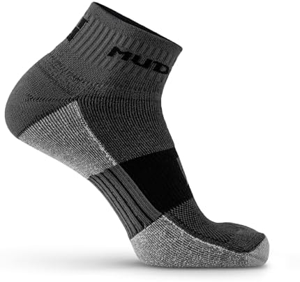 MudGear Quarter Crew Trail Socks, Blister-Resistant, Sweat-Resistant & Quick-Drying, Cushioned Footbed, Made in USA, 2-Pack