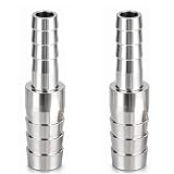 YOGAZEN 2 Stück Schlauchverbinder 13mm x 10mm Edelstahl, Schlauchverbinder Adapter, Schlauch ID Edelstahl Reduzierstück, Schlauchtülle Hose Barb, Schlauchtülle für Wasser, Gas, Luft