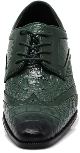 Image of ODN Men's Alligator Crocodile Print Oxfords Fashion Lace Up Dress Shoes