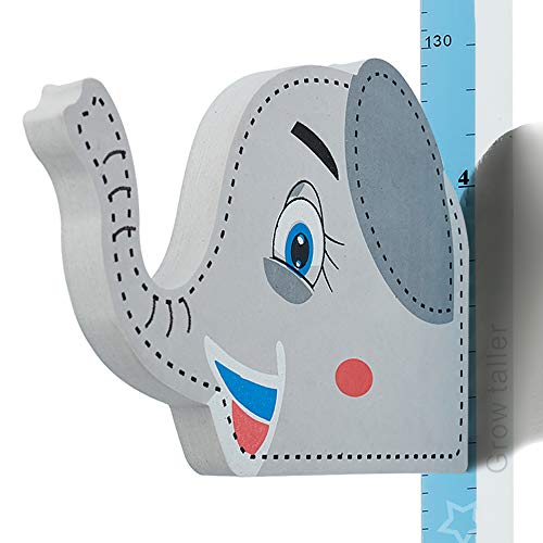 Wopeite Gráfico de crecimiento Elefante 3D, Medidor de altura de quita y pon para niños, Pegatinas de pared movibles para escribir sobre ellas, Material EVA, Vinilos para dormitorio infantil