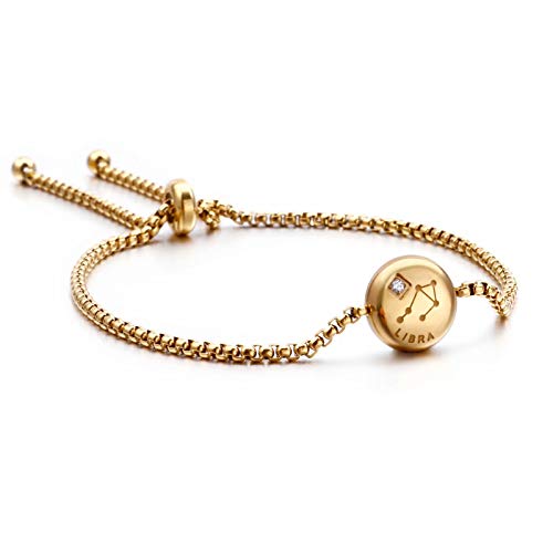 Qings Libra Zodiac Pulsera chapada en oro exclusiva Constelaciones Horóscopo...