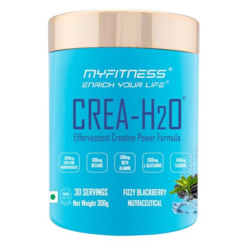 Image of Myfitness Creatine Mono hydrate Powder | 300g | Effervescent Pre Workout Power Formula | Creatine Powder With Betaine | Beta Alanine | L-Glutamine | Taurine | Electrolyte Blend (Fizzy Blackberry)