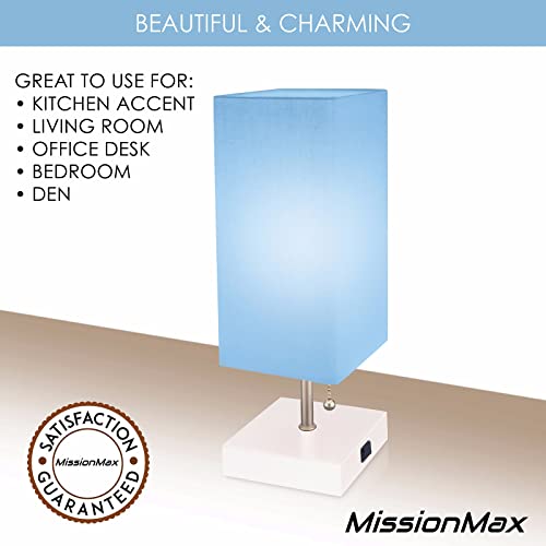 Missionmax Modern Blue Small Table Lamp W Usb Quick Charging Port, Great For Led Bedside, Desk, Bedroom, And Nightstand Lamps Or Other Table Lights, 14 Inch #TOP2