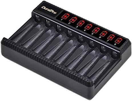 DuraPro Rapid Smart LCD 8-Slots USB AA AAA Battery Charger for AA AAA Ni-MH Ni-CD Rechargeable Batteries