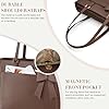 RAINSMORE Handtasche Damen Groß Shopper Business Tasche Damen Wasserdichte Leder Tote Bag Mittelgroß Arbeitstasche Henkeltasche Umhängetasche Schultertasche Kaffee #3