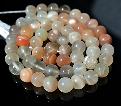 Perles de pierre de lune multicolores 7mm polies éclat lisse fil de 35cm