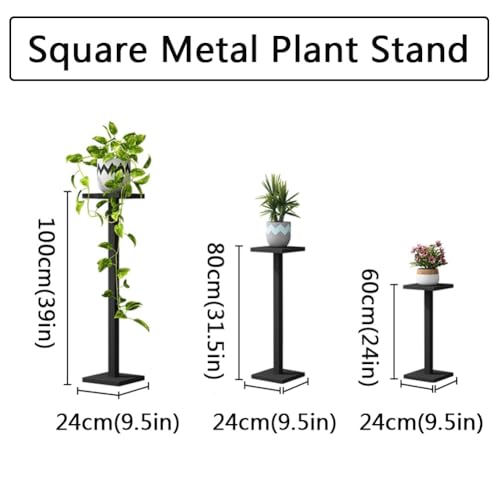 Support à plantes carré noir extérieur et intérieur porte-pot 100x24cm - 5