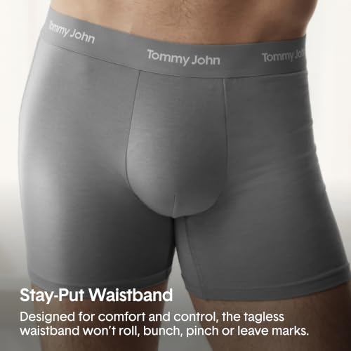 Image of Tommy John Men's Luxe Modal 6 inch Mid-Length Boxer Brief Underwear 3-Pack | 3 Pack, Stay-Put Waistband, Luxury Soft, Machine Wash, Contour Pouch for Comfort and Control, Tagless, Stretch Style