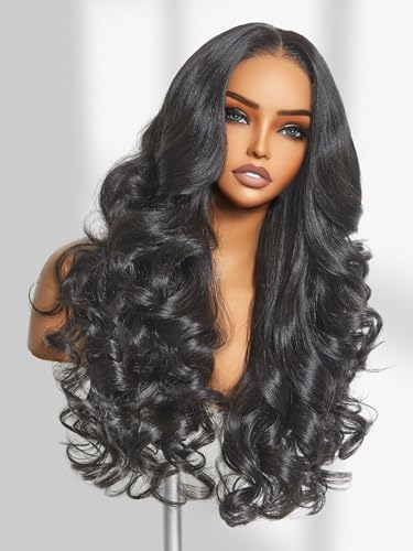 GORGIUS Glueless Loose Body Wave Lace Front Wigs Pre Cut Pre Plucked Middle Part Synthetic Frontal Wig For Women 24 Inch