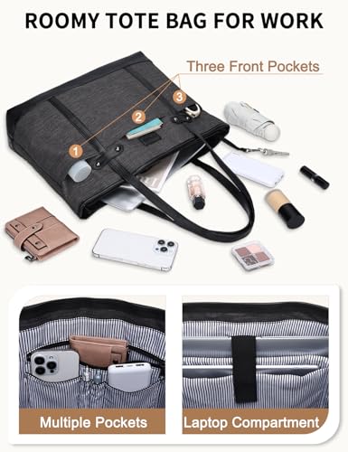 RAVUO Laptop Tote Bag for Women, Water Resistant 15.6 Inch Computer Handbag Purse Teacher Bag With Portable Small Pouch4