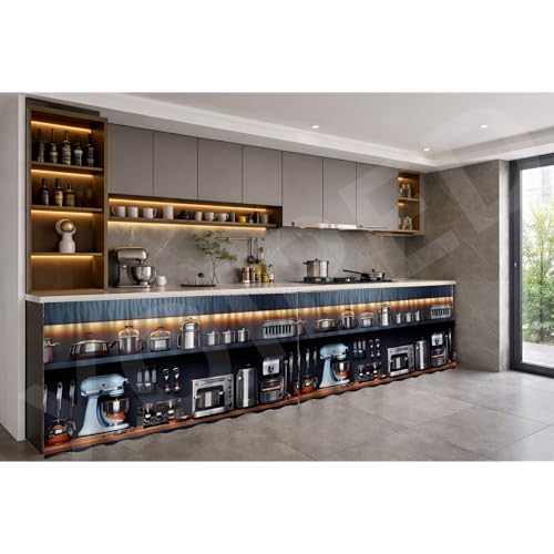 Image of Premium Sink Kitchen Curtain | Waterproof Printed Under Sink Cabinet Curtain for Kitchen Storage & Protection | Stylish Home Decor | (150 x 71 cm) (GRAINDER, Pack of 2)