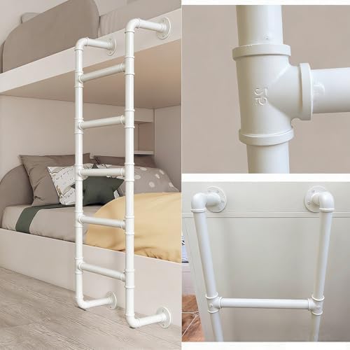 Heavy-Duty 5-Rung White Wall-Mounted Ladder, 330lbs Load Capacity, Ideal for Home, Loft Bunk Bed, RV Attic & Basement Window Well Egress, 67in/170cm Design