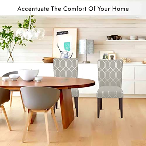 Homepop Parsons Classic Upholstered Accent Dining Chair, Set Of 2, Pewter Grey And Lattice Cream #TOP5