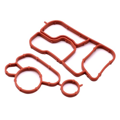 Image of Engine Oil Cooler Gasket Kit Compatible for VW Beetle CC Eos Golf Jetta Passat Tiguan for Audi A4 Q5 Oil Filter Housing Gaskets 06J117070C 06J115441A (2PCS)