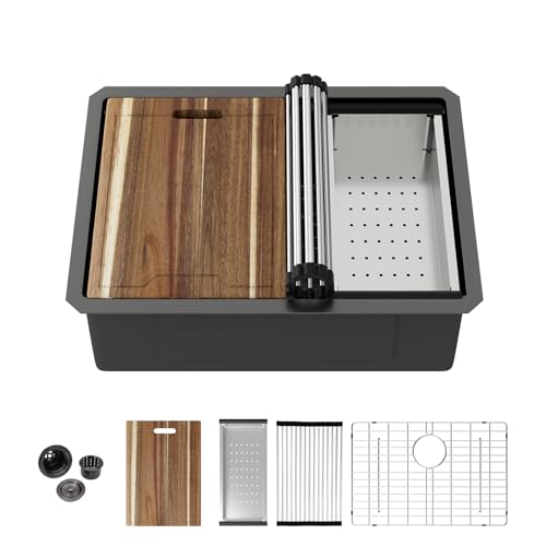 Kichae 25 Black Undermount Kitchen Sink Stainless 16 Gauge Workstation