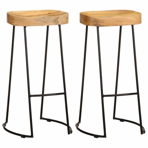 Tabourets de bar bois manguier massif métal chaise haute cuisine