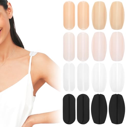 IANFAN 16 Pcs Bra Strap Pads, Silicone Bra Strap Cushion Non-Slip Shoulder Pads Bras Straps Holders for Slipping Shoulder Protectors Pad for Women