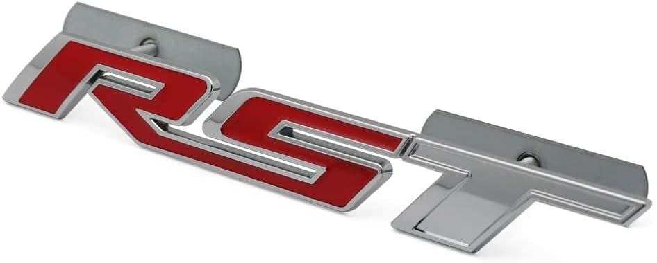 Image of 1Pc 2019-2021 Silverado Grille RST Red Black Tailgate Emblems Badges (Chrome Red）