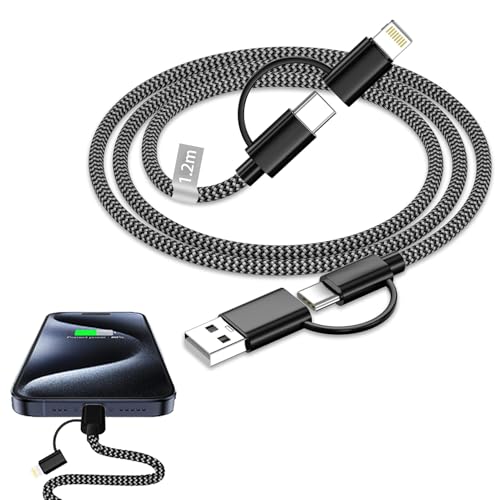 1.2m Cable Multi 4 En 1-100w,Cable Universel Cable Iphone Usb C Charge Rapide,Chargeur Multi Embout,Cable Multi Chargeur,Cable Usb C Charge Rapide,Pour Iphone...