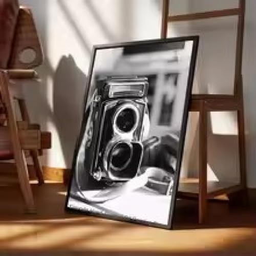 Peinture appareil photo et animal sur toile moderne 60x80cm grand format pour entrée et bar