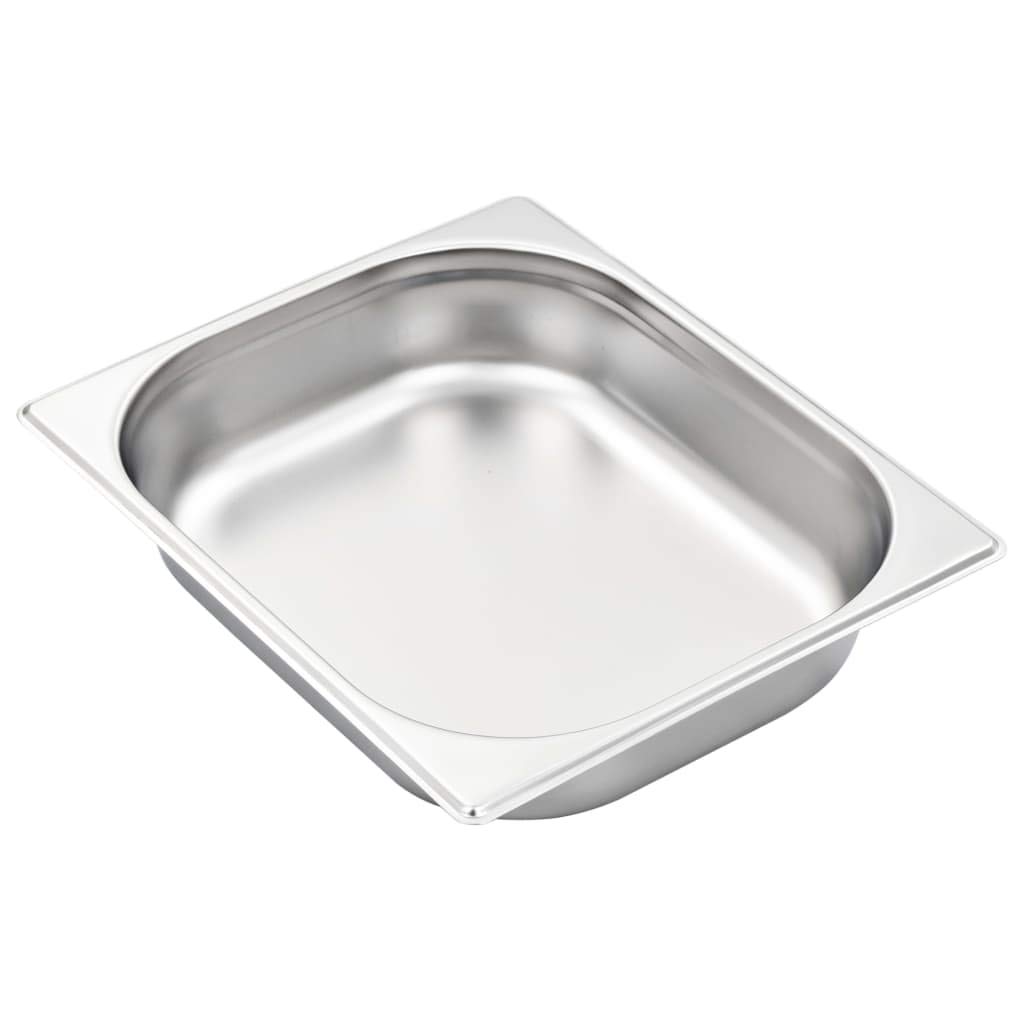 Mangloder - Contenedores para gastronomía, 4 unidades, GN 1/2, 65 mm, acero inoxidable, apilables, 4 L, para platos de chafing, bain marie, buffet, gastronomía, restaurante, hotel, cocina, mantener el