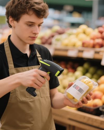 Image of Inateck 2D Barcode Scanner, Wireless Bluetooth QR Barcode Scanner, Handheld Scanner with APP and SDK, 1 Charge for 3 Months, BCST-23 Green