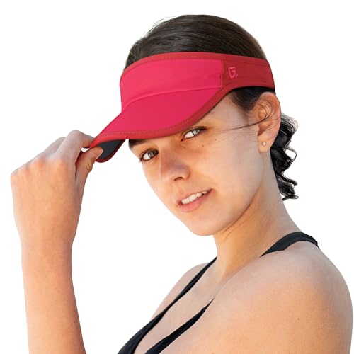 GADIEMKENSD Foldable Sport Sun Visor Hats Sun Caps UPF50+ Lightweight Ponytail Adjustable Hat for Golf Tennis Beach Running Hiking Football Rose Red