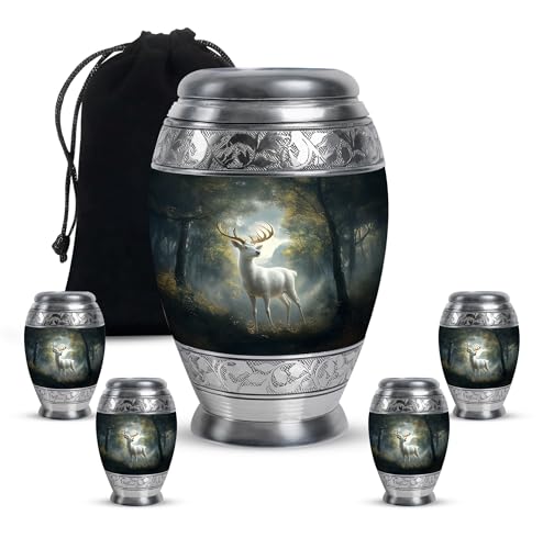 Image of Deer Urn - Small Funeral Urn for Ashes for Women & Men - Large Burial Urns for Mom & Dad - Combo of 10 Inch & 3 Inch