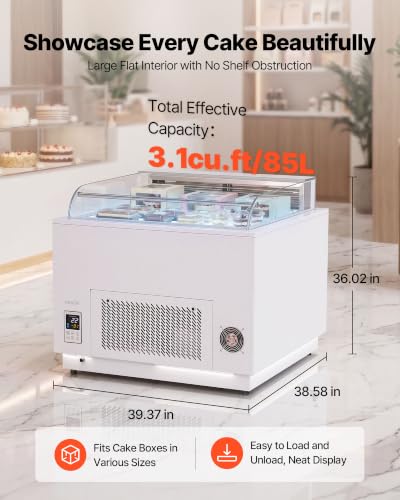 Image of VEVOR Open Air Merchandiser, 3.1 cu. ft. Shelving Commercial Refrigerator, Grab and Go Fan Cooling Display Cooler, with LED Lighting, Night Curtain, Horizontal for Restaurants, Stores, Office