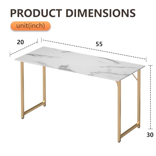 Image of BestOffice Computer Desk,Home Office Desk, Modern Simple Style for Home Office Study Writing (Gold, 55 Inch)