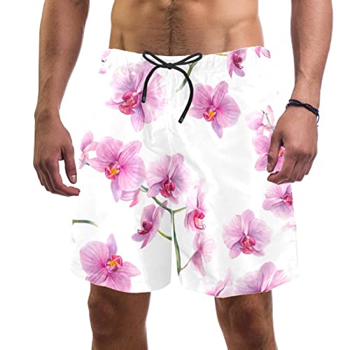 Maillots de bain hommes pour la plage short fleuri orchidée aquarelle