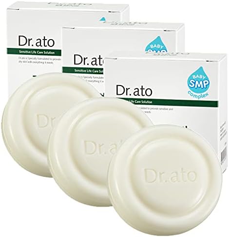 Baby Bath Soap for Neat Cleansing and Moisturizing, Tear-free Baby Soap with Shea butter and Glycerin, Mild and Hypoallergenic Soap Bar for Infants Toddlers- DR.ATO Real Soft Soap 100g 3 Pack