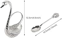 Vista 4 de Juego de cucharas de café de 4.8 pulgadas con soporte, cuchara de cisne y tenedor, cucharas doradas duraderas, estación de café, organizador