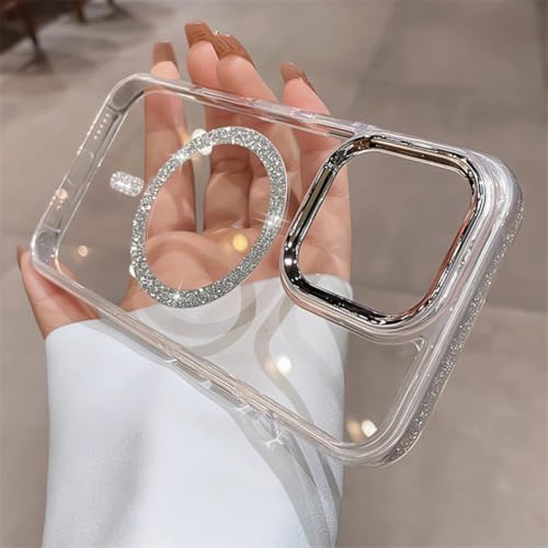 Coque arrière transparente à paillettes pour iPhone 16 Pro Max protection magnétique - 6