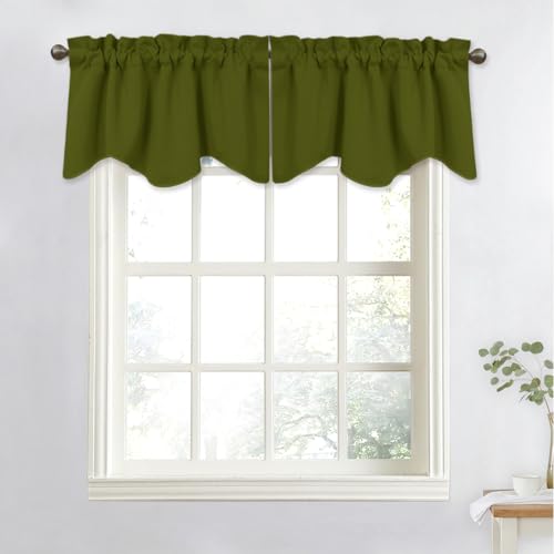 NICETOWN Room Darkening Valance for Girls - Lovely Cute 52 inches by 18 inches Scalloped Valance Window Curtains for Baby Nursery/Girls Bedroom/Dorm (