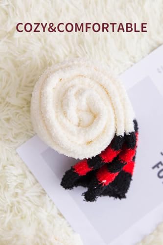 Image of CutiePlusU Womens Thigh High Fuzzy Socks Coral Fleece Over Knee High Sock - 1 Pair
